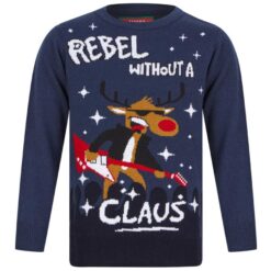 Rebel Without A Claus Kersttrui Kids Navy