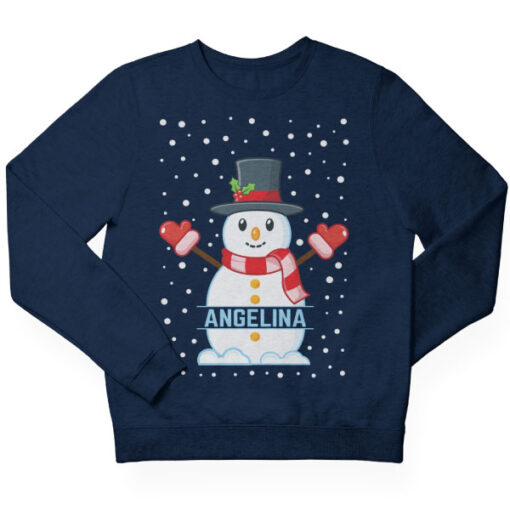 Gepersonaliseerde Sneeuwpop Kersttrui Kids Angelina