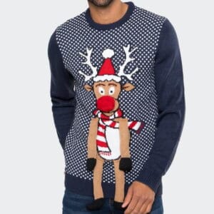 3d Rudolf Kersttrui + Gratis Kerstmuts