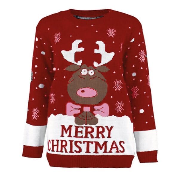 Rendier Merry Christmas Kersttrui (Kids) Rood