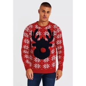 Rudolph Snowflake Kersttrui (rood)