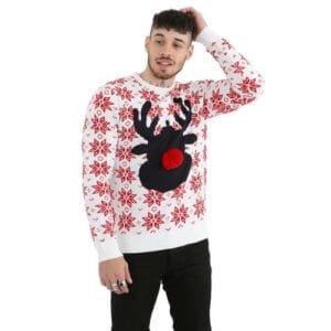Rudolph Snowflake Kersttrui (wit)