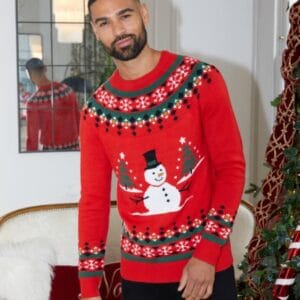 Snowman Kersttrui Rood + Gratis Kerstmuts