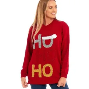 HO HO HO Kersttrui Rood Dames
