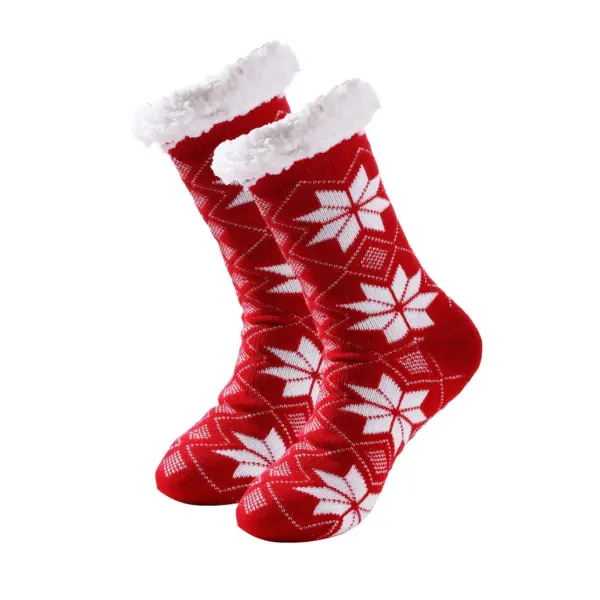 Snowflake Cosy Anti Slip Kerstsokken | Rood