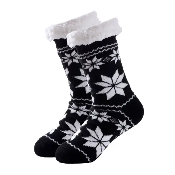 Snowflake Cosy Anti Slip Kerstsokken | Zwart