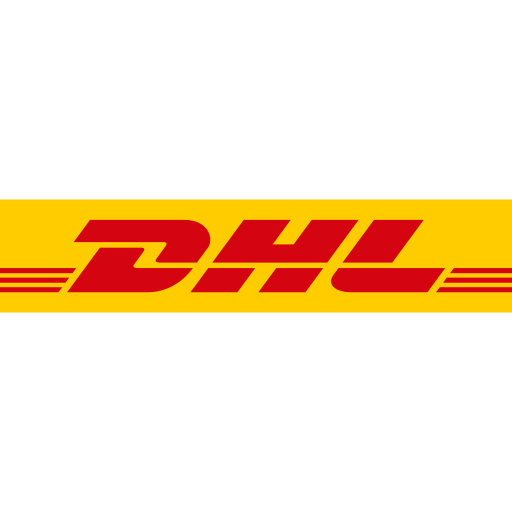 DHL logo in red on a yellow horizontal banner/strip across the image.