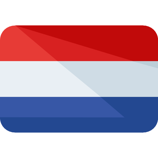 Rounded rectangular flag icon with red top stripe, white middle, and blue bottom; includes diagonal overlay shapes in lighter blue tones.